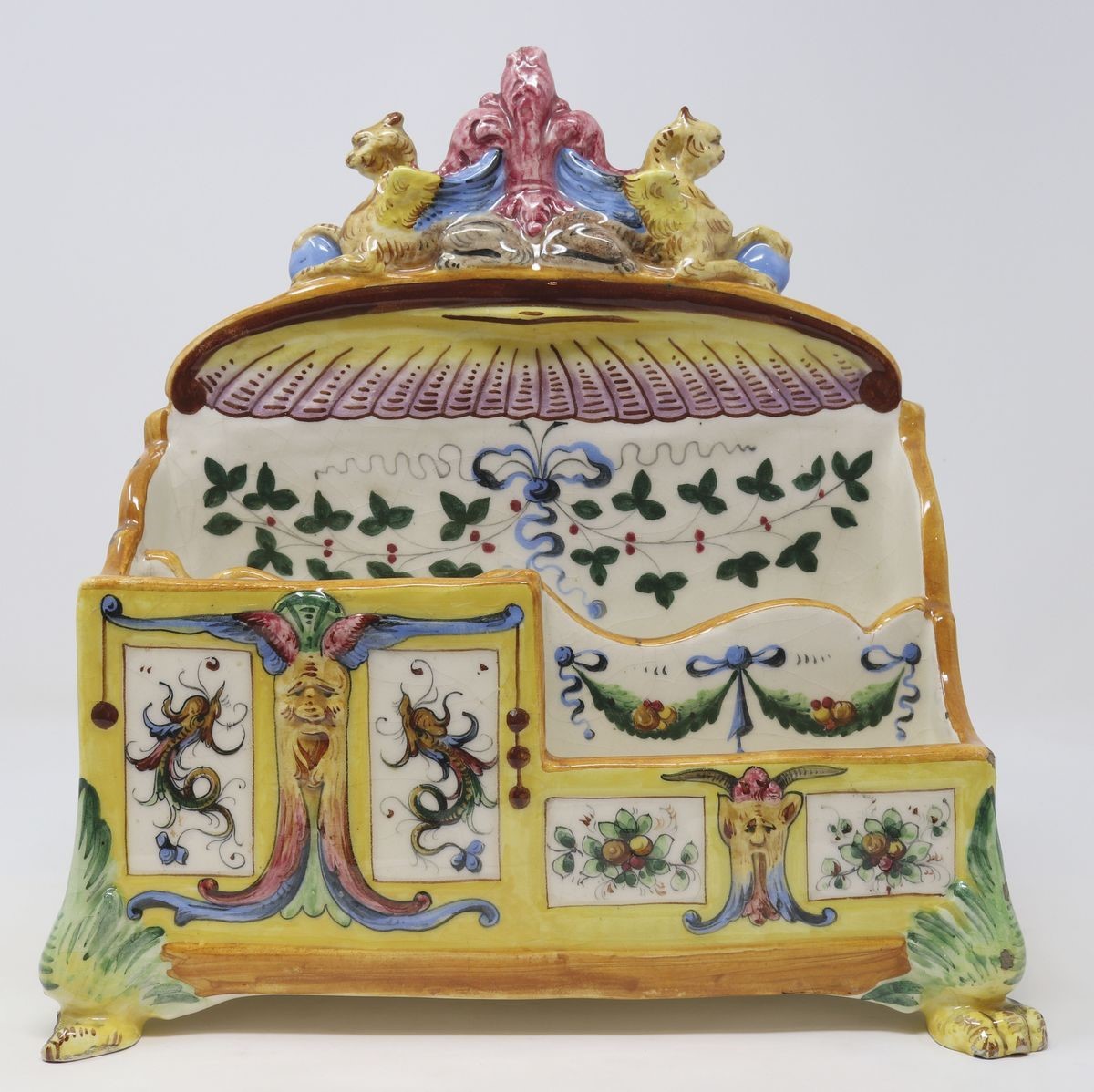 Portacarta da Scrittoio in Maiolica Policroma