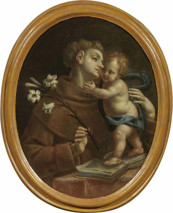 Scuola napoletana del XVII secolo - Sant'Antonio con Gesù Bambino