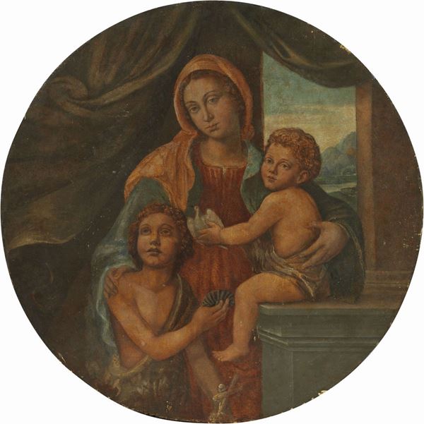 Scuola tosco-umbra del XVI secolo - Madonna col Bambino e San Giovannino