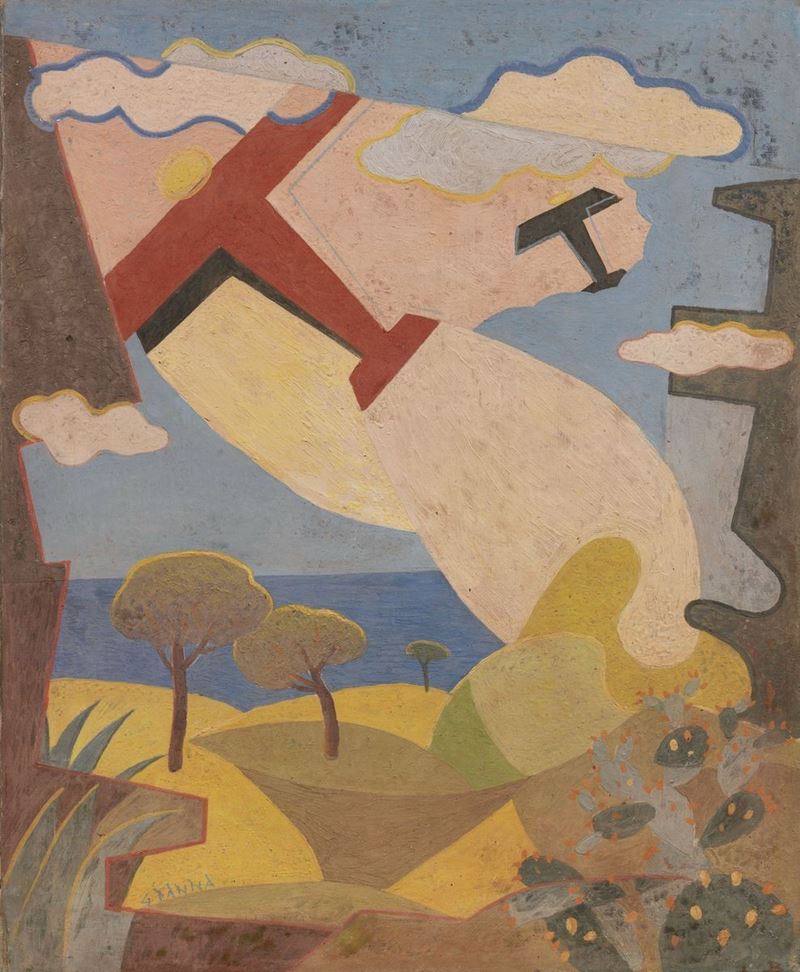 Giulio D'anna - Aerei Caproni + Paesaggio Futurista