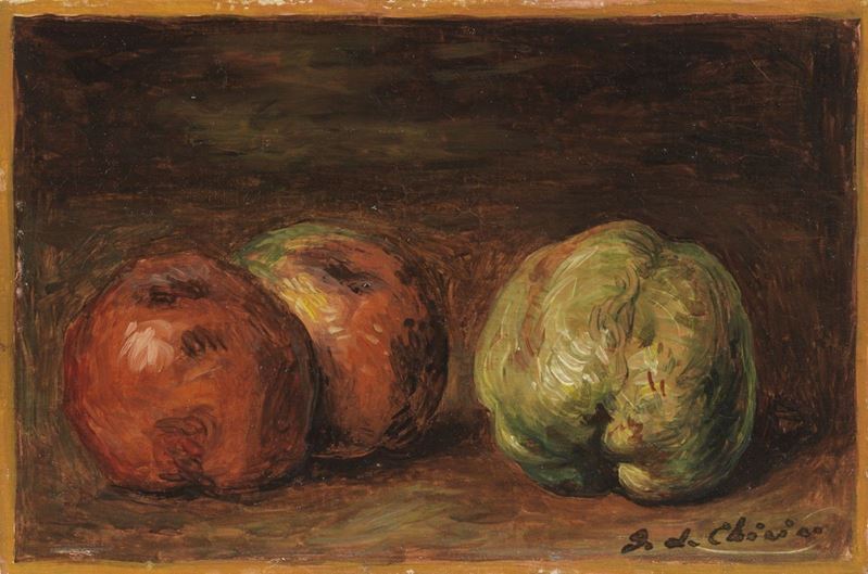 Giorgio De Chirico - Vita Silente di Frutta su un Tavolo