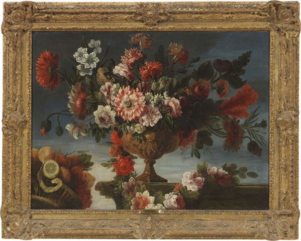 Jean Baptiste Monnoyer - Natura morta con fiori e frutta