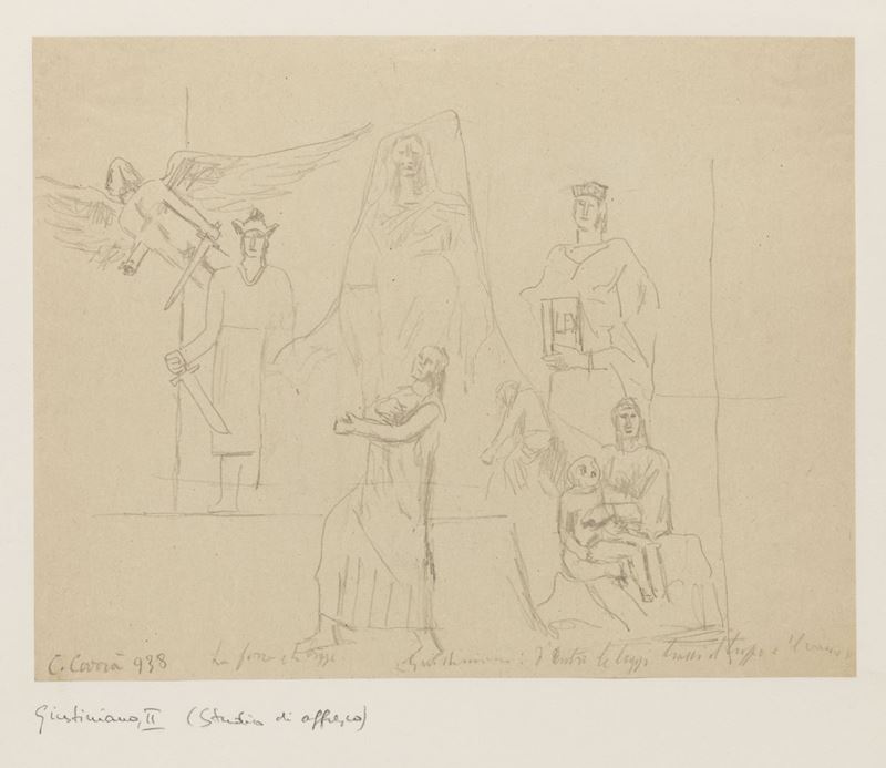 Carlo Carrà - Giustiniano II (studio di Affresco)