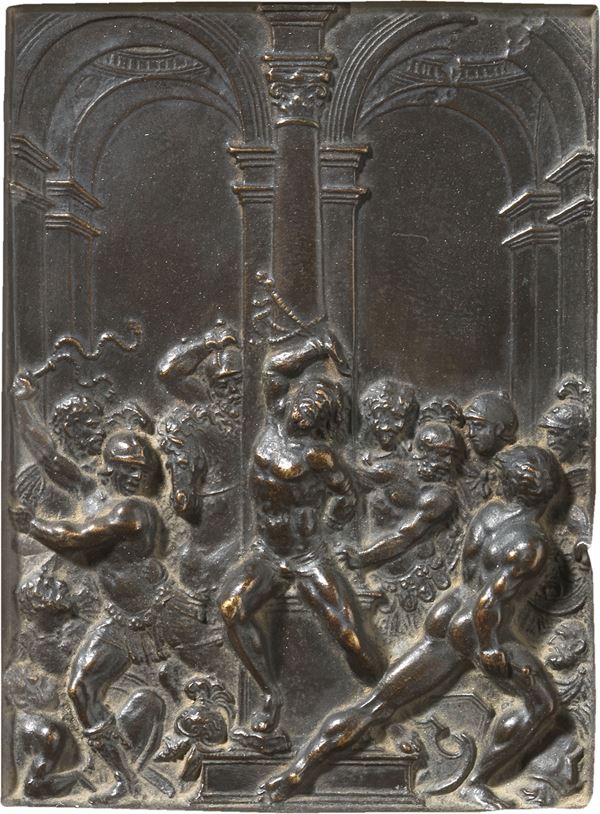 Scuola padovana del XVII secolo : Cristo alla colonna  - Placca in bronzo - Auction Importanti Arredi e Dipinti Antichi - I - Casa d'aste Farsettiarte