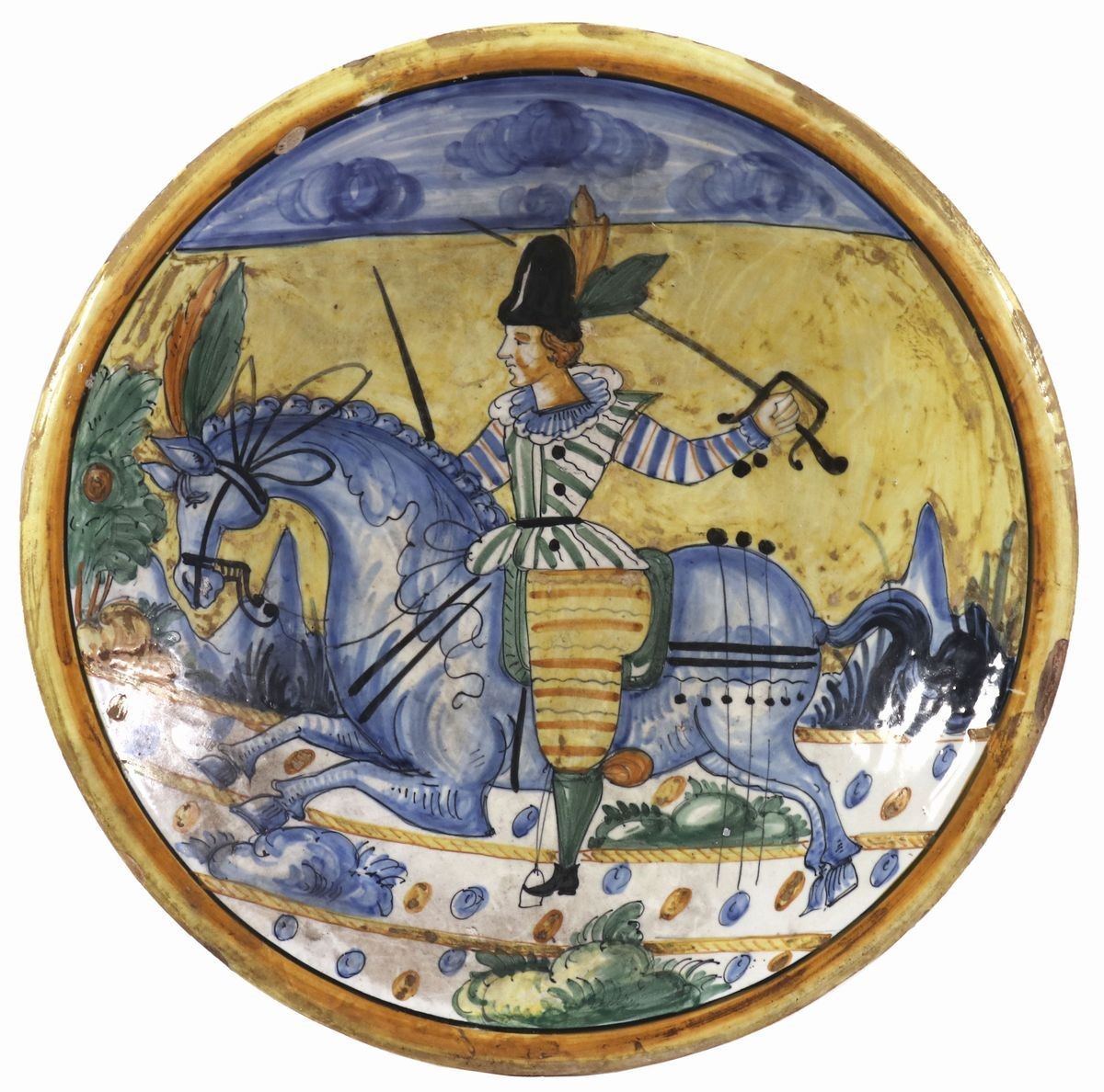 Due Piatti in Maiolica Policroma