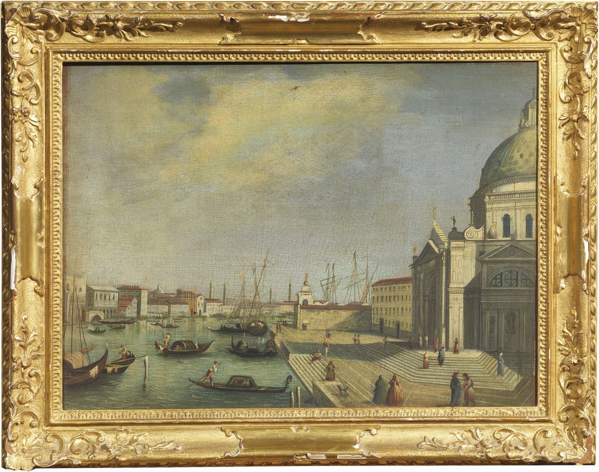 Scuola Veneta del XVIII Secolo - «veduta di Venezia con Palazzo Ducale e Riva degli Schiavoni» e ...