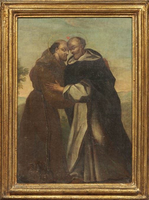 Scuola Italia Settentrionale del XVIII Secolo - San Domenico e San Francesco (L'agape Fraterna)