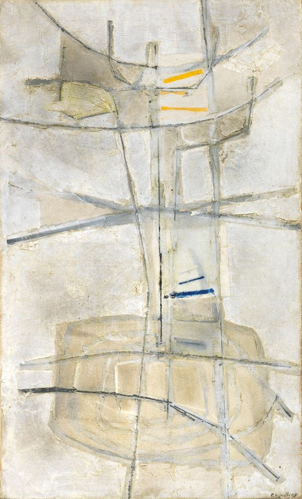 Gastone Novelli : Giocattolo fabbricaingenui  (1957)  - Tenica mista su tela - Auction Contemporary Art - I - Casa d'aste Farsettiarte