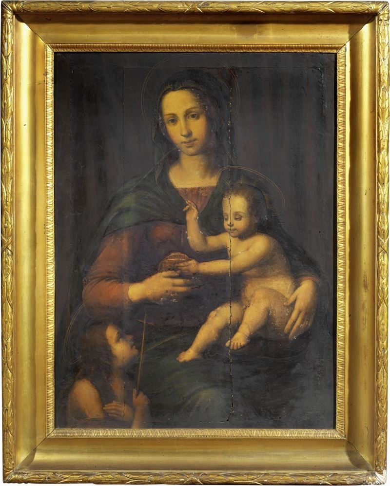 Scuola Toscana del XVI Secolo - Madonna Col Bambino e San Giovannino
