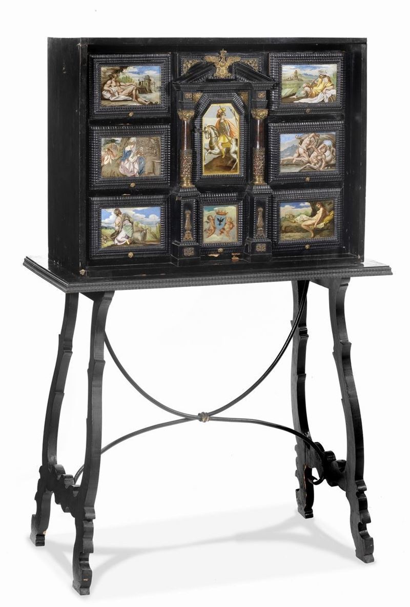 Stipo Monetiere in Legno Laccato Nero