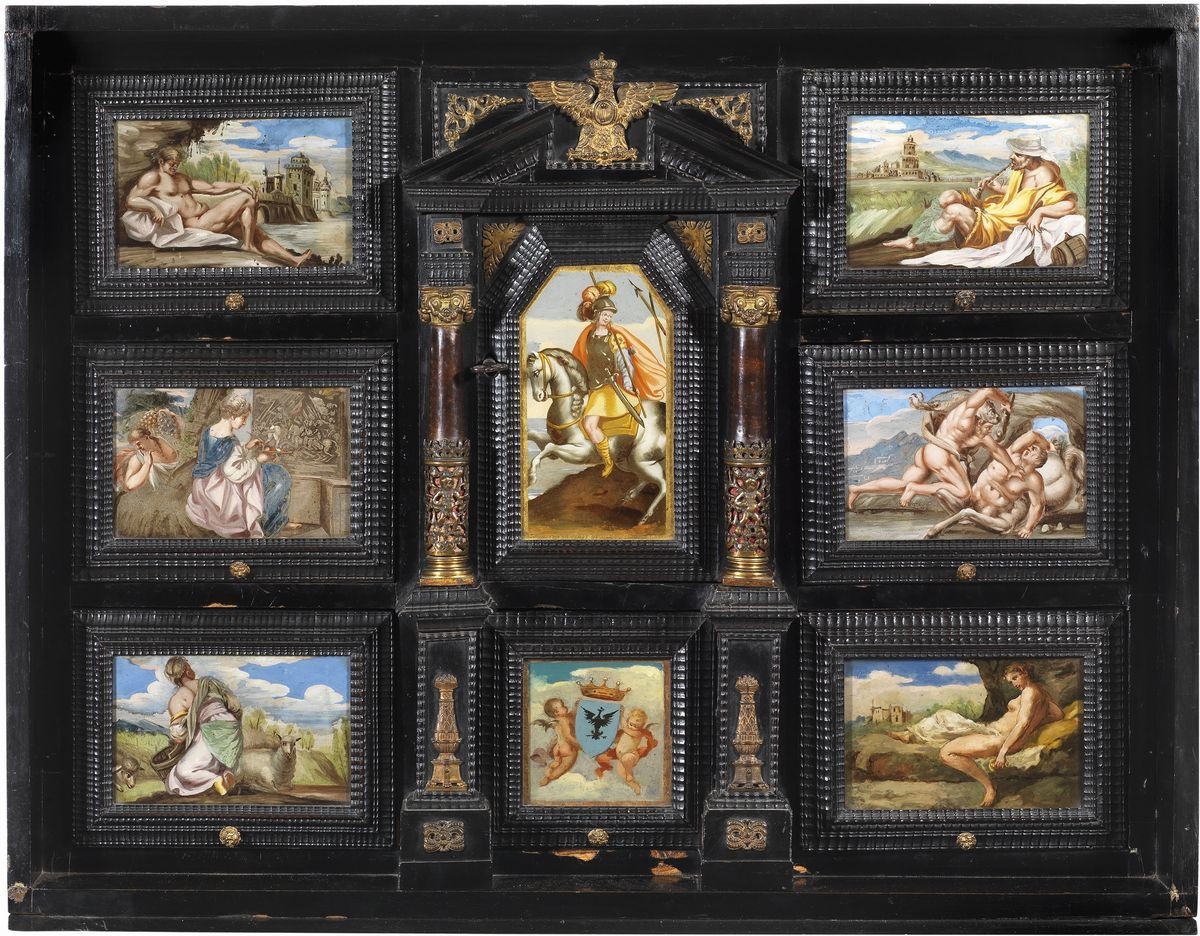 Stipo Monetiere in Legno Laccato Nero