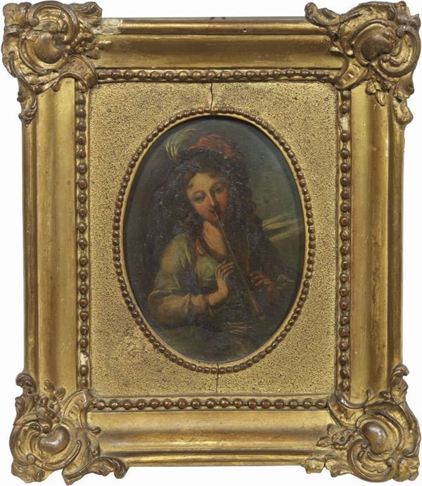 Scuola fiamminga fine XVII secolo - Giovane musicante