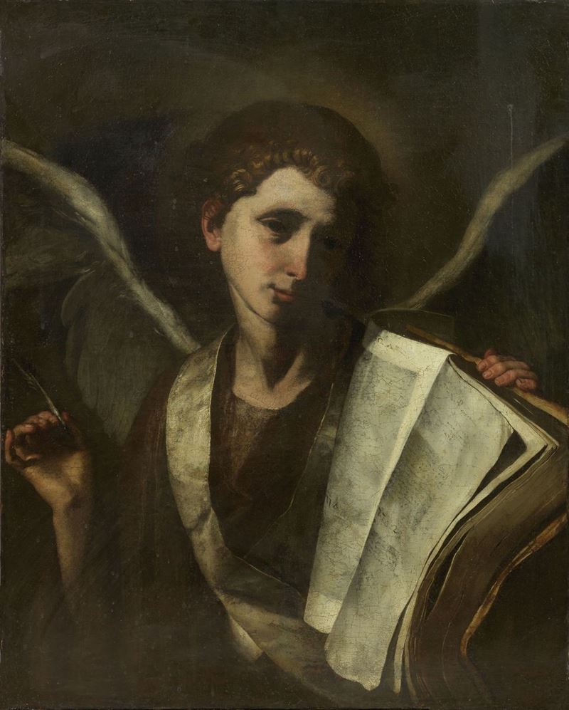 Scuola Napoletana del XVII Secolo - Angelo Nell'atto della Scrittura