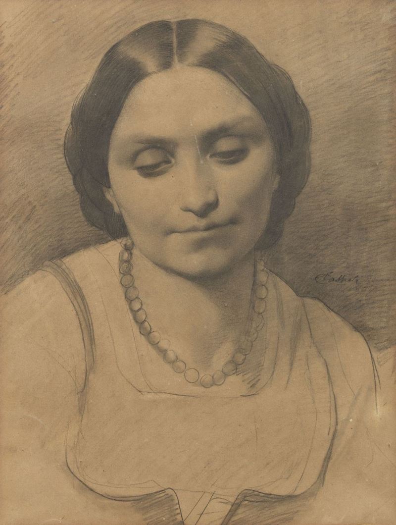 Amos Cassioli - «busto Femminile», Recto, e «accademia Maschile», Verso