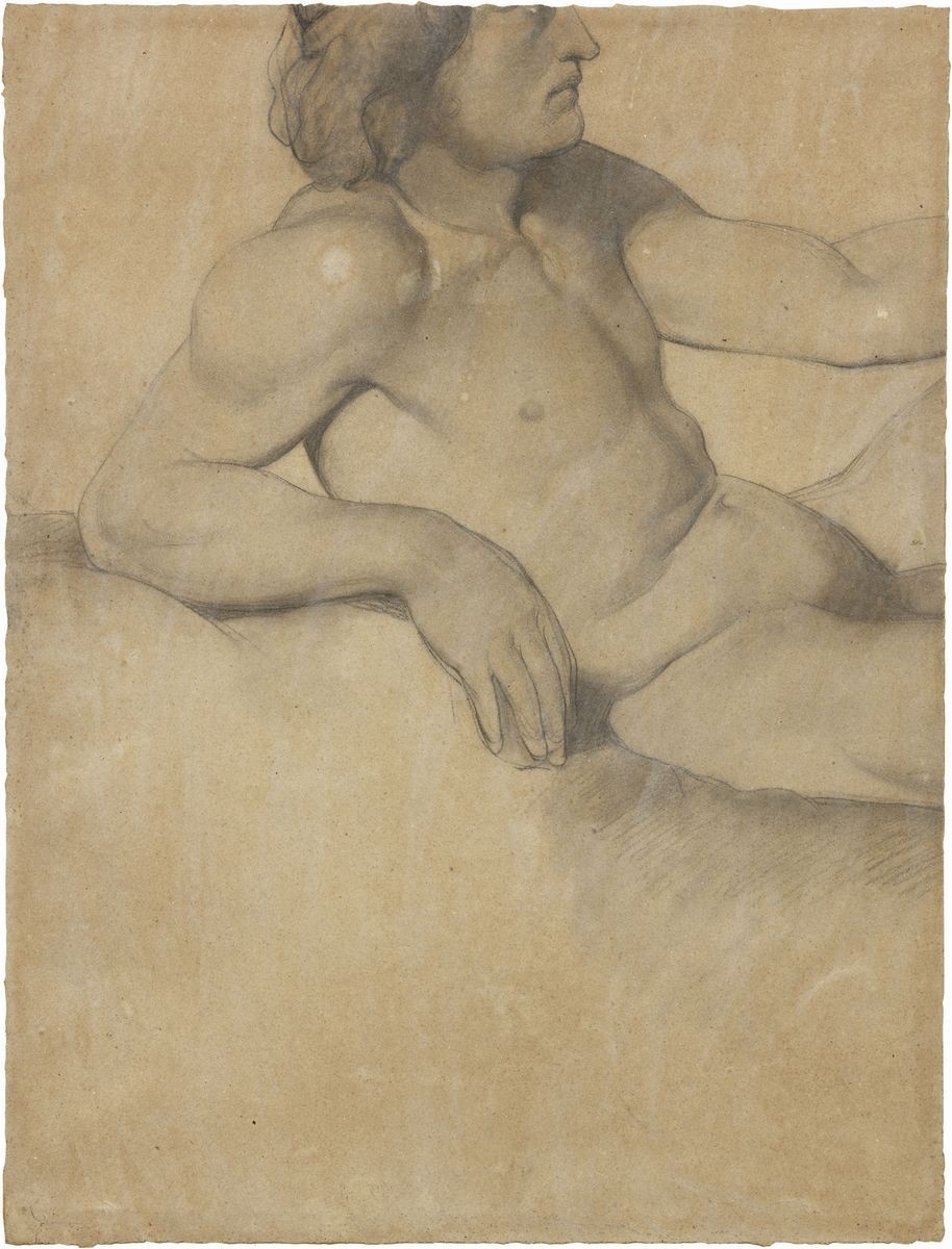 Amos Cassioli - «busto Femminile», Recto, e «accademia Maschile», Verso