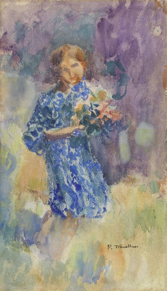 Plinio Nomellini - Giovinetta con Fiori