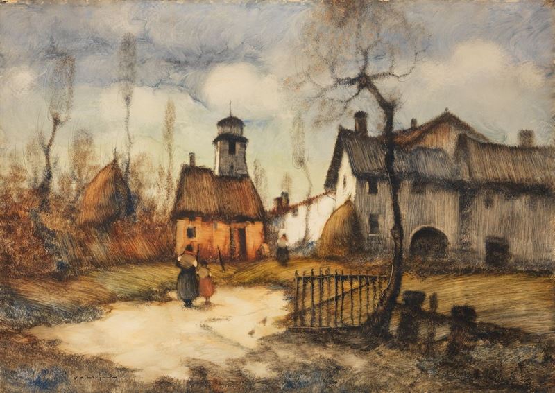 Vittore Antonio Cargnel - Paesaggio con Case