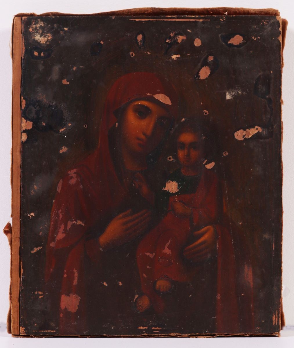 Due Icone Russe del XIX Secolo - «madonna Col Bambino» e «cristo con i Simboli degli Evangelisti»