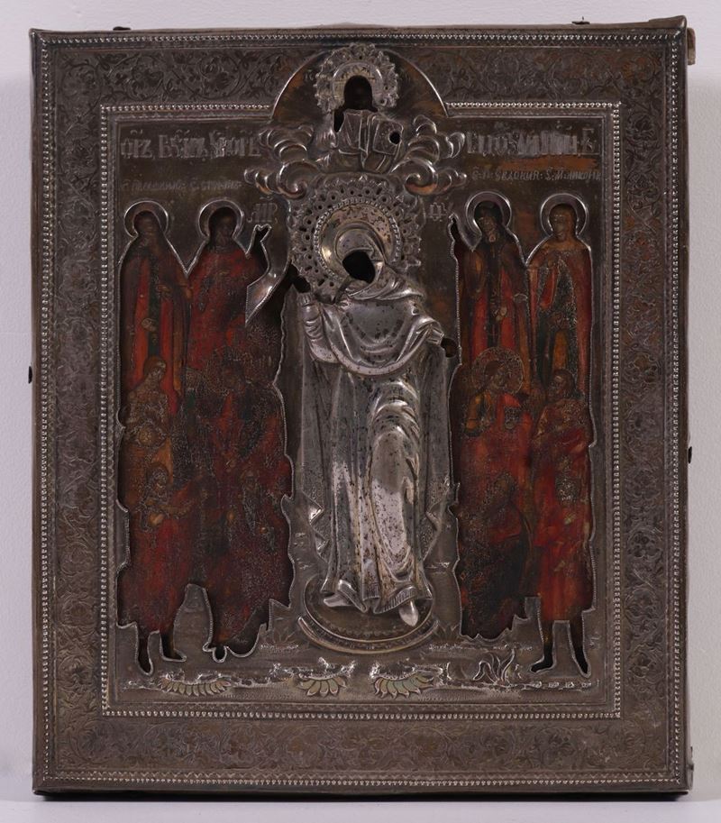 Icona Russa del XIX Secolo - Madonna in Gloria tra Santi