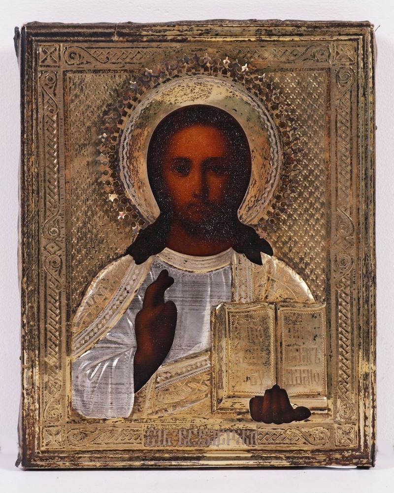 Icona Russa del XIX Secolo - Cristo Benedicente