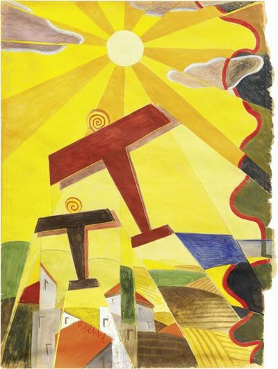 Scomposizione di Paesaggio + Aerei Caproni