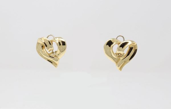 Orecchini a cuore in oro giallo  - Auction Jewelery, Watches and Silver - Casa d'aste Farsettiarte
