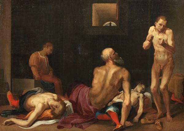 Donato Mascagni : Morte del Conte Ugolino  - Olio su tela - Auction Important Old Masters Paintings - I - Casa d'aste Farsettiarte