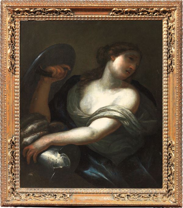 Francesco Botti (attr. a) - Figura allegorica femminile con elmo e scudo