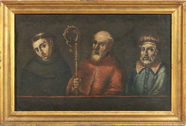 Scuola italiana del XVII secolo - Sant'Antonio, Sant'Agostino e un Santo