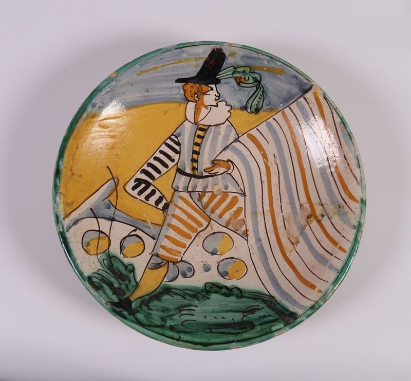 Due Piatti in Maiolica Policroma