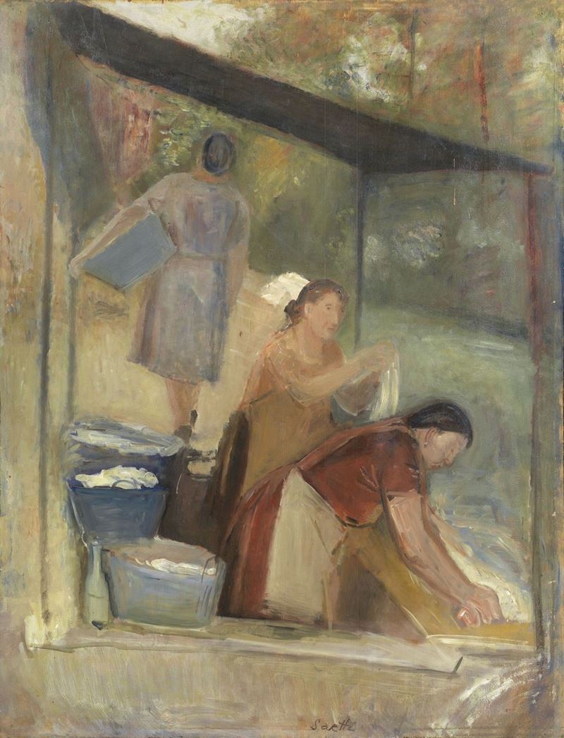 Bruno Saetti - Donne che Lavano