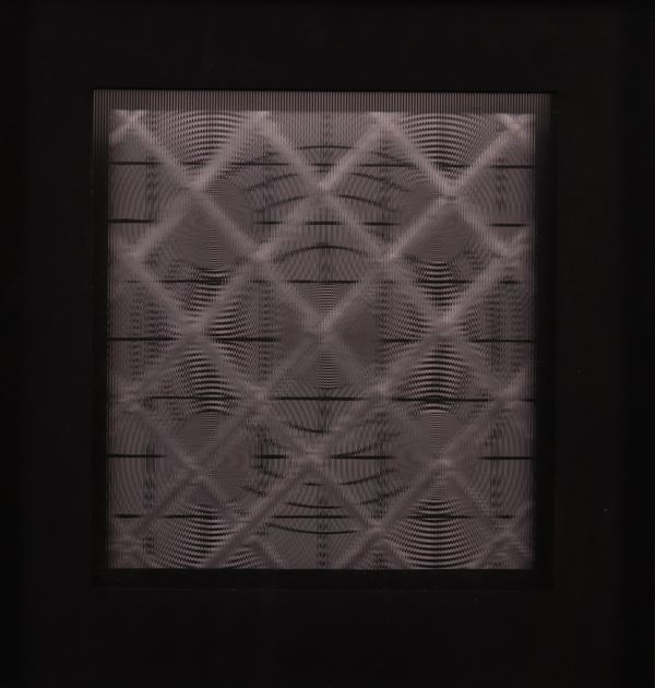 Guido Baldessari : Superficie vibrante  (1982)  - Tecnica mista e collage su cartoncino con copertura in plexiglass zigrinato a linee verticali - Auction Contemporary Art - I - Casa d'aste Farsettiarte