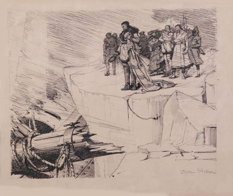 Georges Louis Poilleux-saint-ange - Capitano e Ciurma che Omaggiano un Relitto