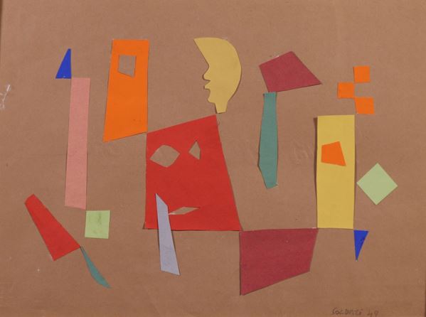 Atanasio Soldati : Senza titolo  (1949)  - Collage su cartoncino - Auction Contemporary Art - I - Casa d'aste Farsettiarte