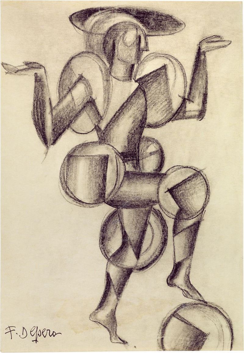 Fortunato Depero - Costume per il Balletto «moto-lampade. New York»