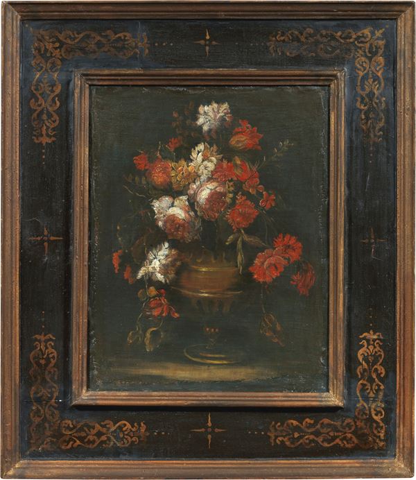 Scuola lombarda del XVII secolo - Due opere raffiguranti «Natura morta, vaso di fiori»