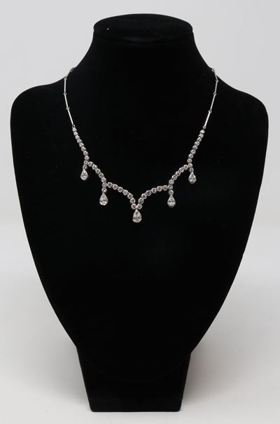 Collana Girocollo in Oro Bianco, Brillanti e Diamanti