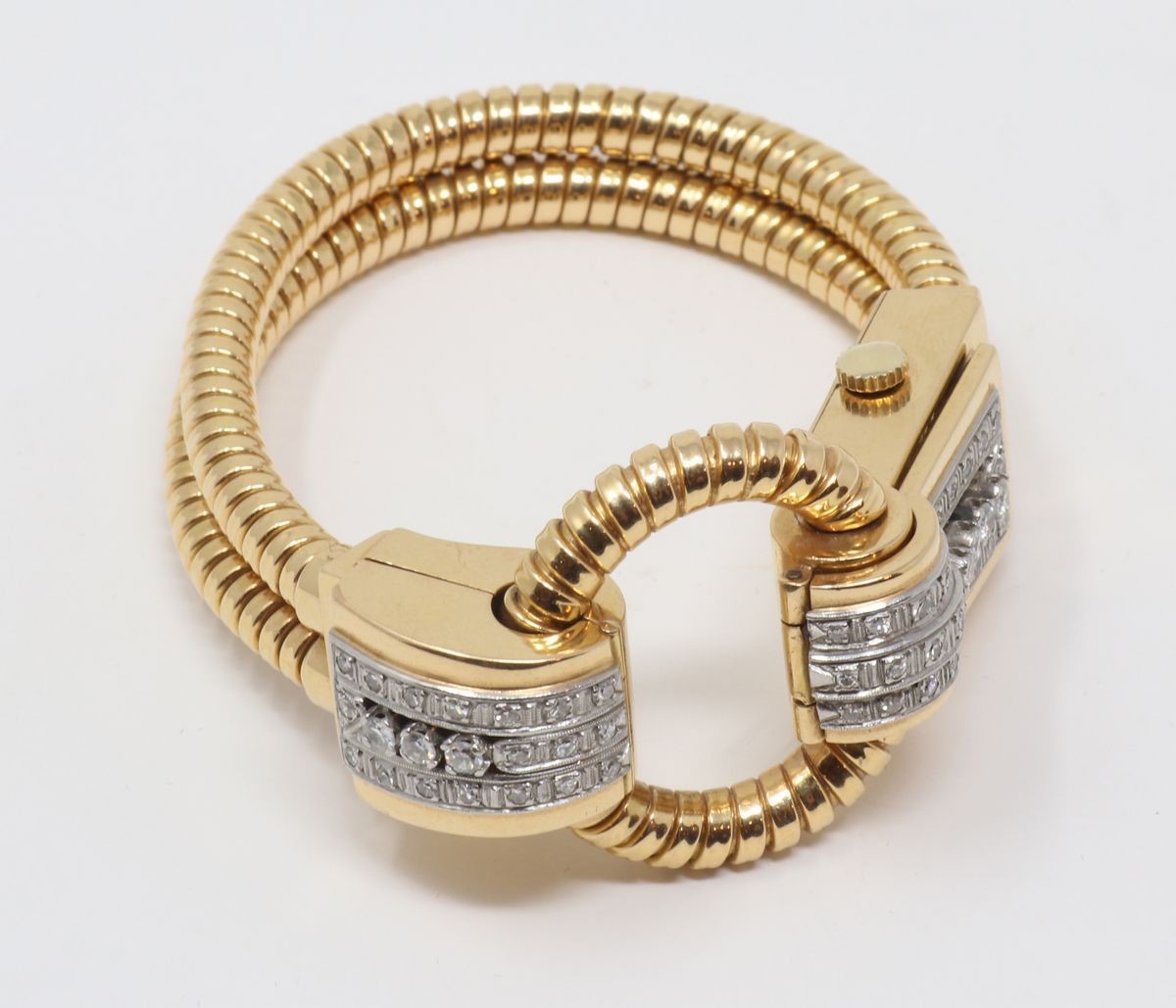 Bracciale in Oro Giallo con Orologio e Brillanti
