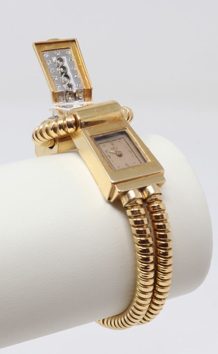 Bracciale in Oro Giallo con Orologio e Brillanti