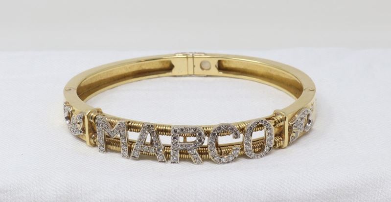 Bracciale in Oro Giallo e Bianco e Brillanti