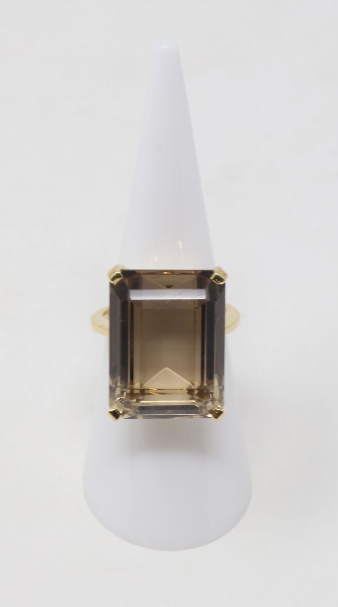 Anello in Oro Giallo e Quarzo Citrino Rettangolare