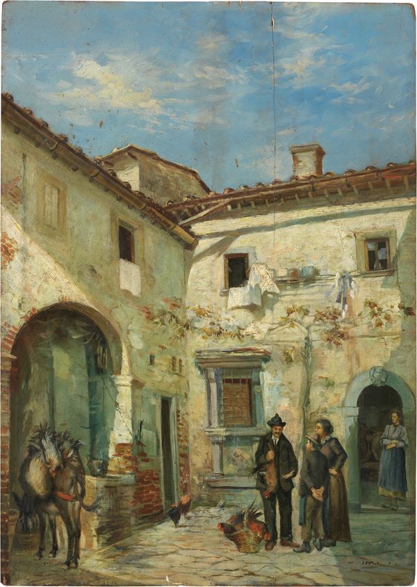 Giuseppe Quaranta : Venditore di polli  - Olio su tavoletta - Auction XIX and XX Century Paintings and Sculptures - II - Casa d'aste Farsettiarte