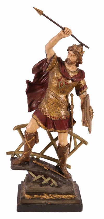 Scultura in Metallo Policromo e Oro