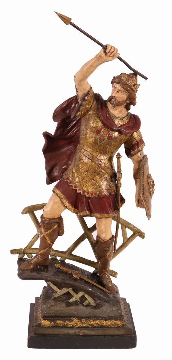 Scultura in Metallo Policromo e Oro
