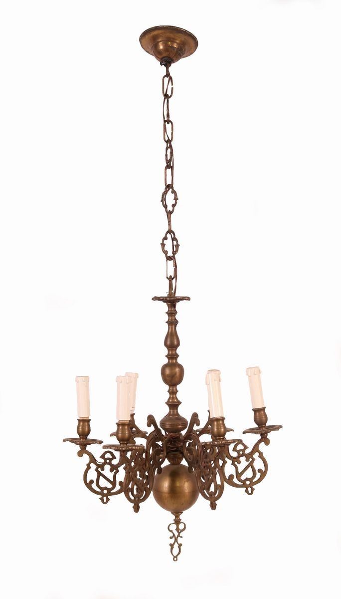 Lampadario Olandese in Bronzo