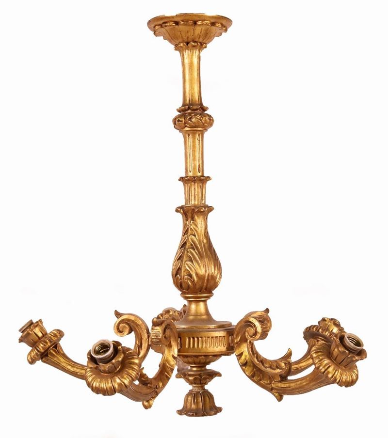 Lampadario in Legno Dorato