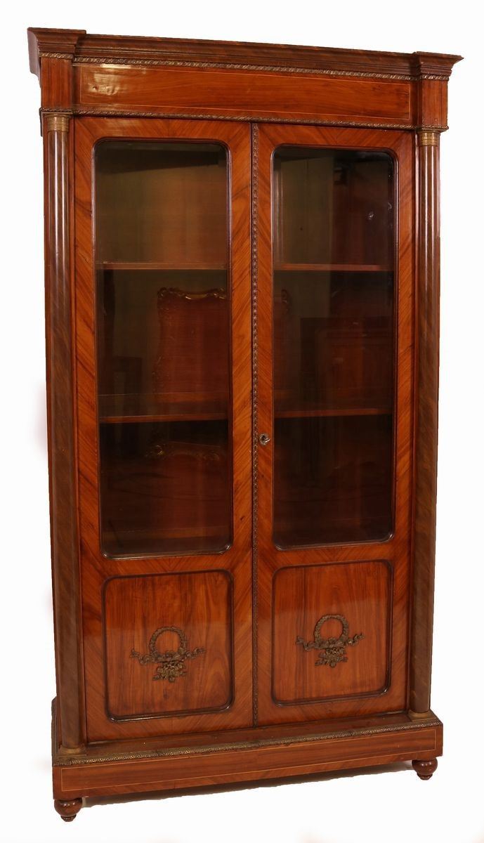 Libreria Francese in Legno di Noce e Mogano