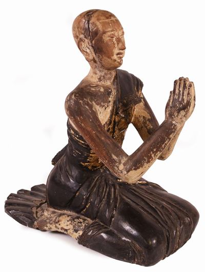 Scultura Siamese in Legno Laccato