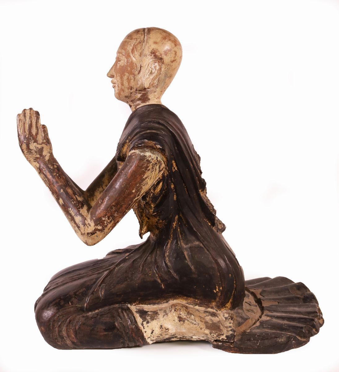 Scultura Siamese in Legno Laccato