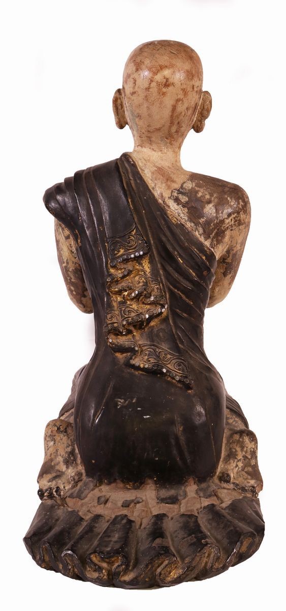 Scultura Siamese in Legno Laccato